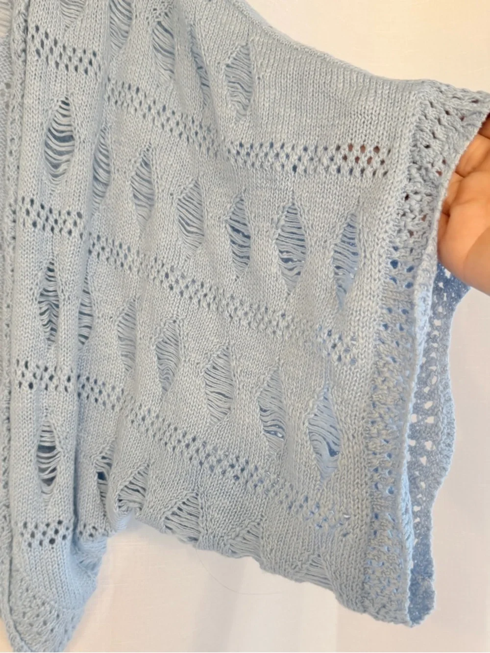 Matilda Jane Blue Open Knit Shrug Cardigan NWT Medium - Picture 2 of 7